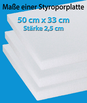 Styroporplatten 3er Set 50cm x 33 cm x 5 cm (50mm)