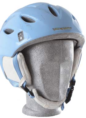 Der graue geschlechtsneutrale Dekokopf mit Skihelm