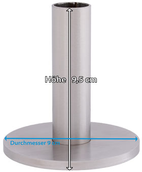 Edelstahl Halter Höhe 95 mm Ø 90mm