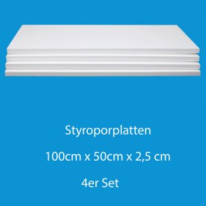 Styroporplatten 100 x 50 cm x 2,5 cm im 4er