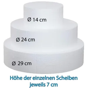 Styroportorte 29 cm-24 cm- 14 cm