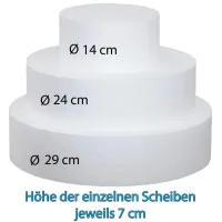 Styroportorte 29 cm-24 cm- 14 cm