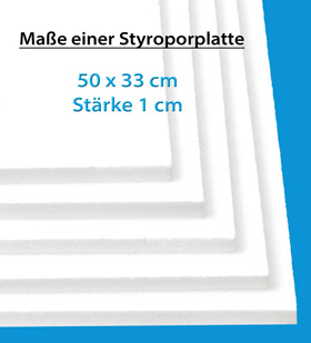 Styroporplatten dünn 5er Set Stärke 3 mm Maße 50 cm  x 33 cm 